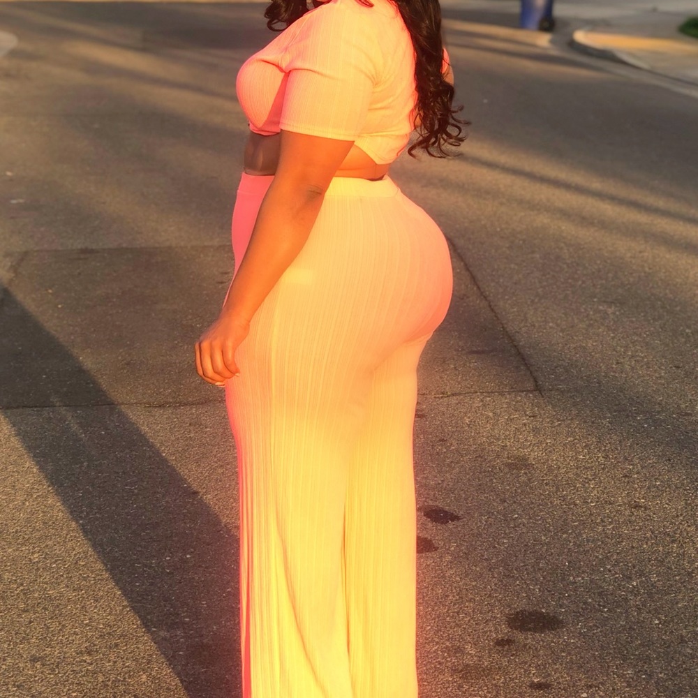 Two piece crop top pants set
